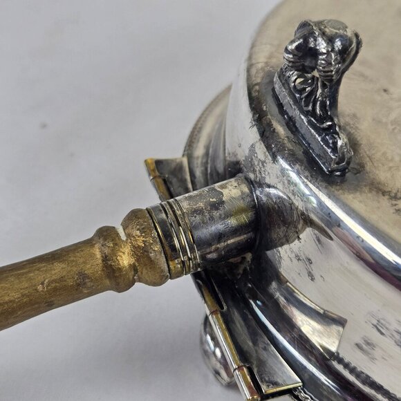 Vintage Sheffield EPC Silverplate Silent Butler Hinged Lid Footed Engraved Horse - Picture 10 of 15